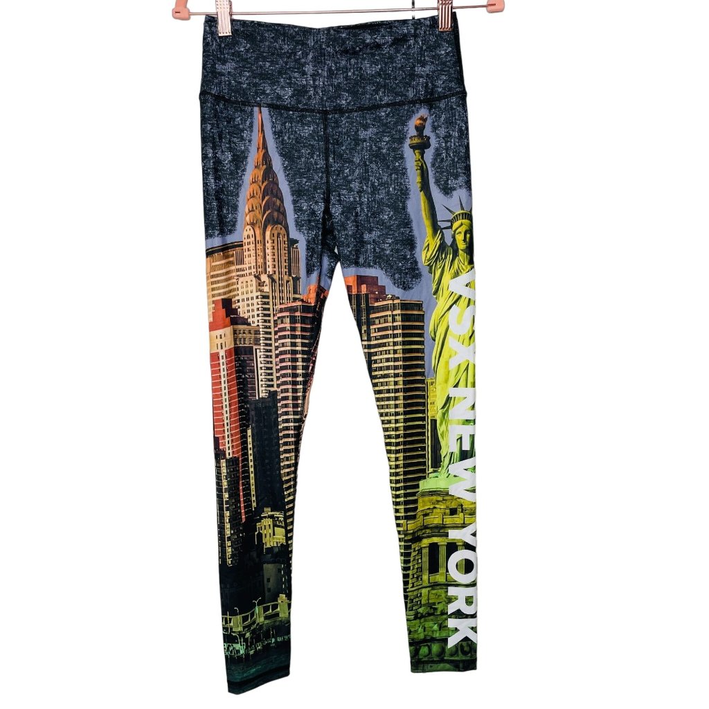 Victorias Secret Leggings Womens Small New York Printed Knockout Skinny Mid Rise